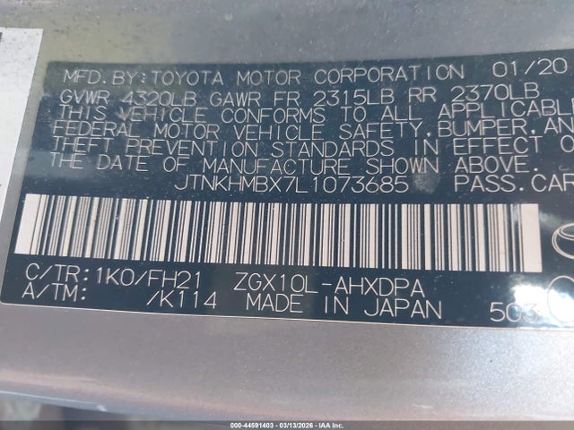 JTNKHMBX7L1073685 Toyota C-HR LE