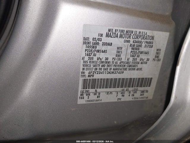 2003 MAZDA TRIBUTE 4F2YZ04113KM37459 Photo 8