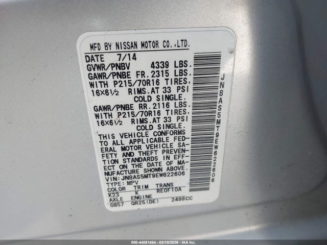 Nissan Rogue Select S 2014 JN8AS5MT9EW622606 Image 9