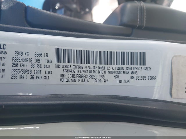 Aukcja sprzedaży 2014 Jeep Grand Cherokee Limited, vin: 1C4RJFBG0EC453221, numer aukcji: 44591490