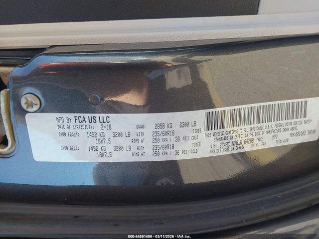Продаж на аукціоні авто 2018 Chrysler Pacifica Hybrid Limited, vin: 2C4RC1N78JR164288, номер лоту: 44591498