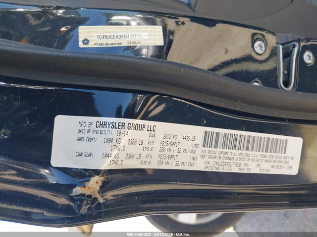 44591532 :رقم المزاد ، 1C4NJCEA3FD171638 vin ، 2015 Jeep Compass High Altitude Edition مزاد بيع