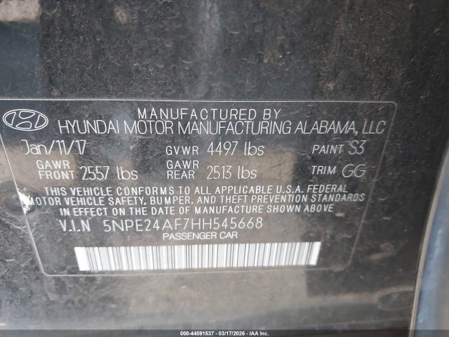 5NPE24AF7HH545668 Hyundai Sonata