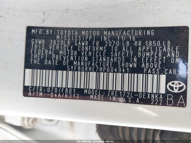 Toyota COROLLA LE 2017 5YFBURHE7HP604941 Image 9