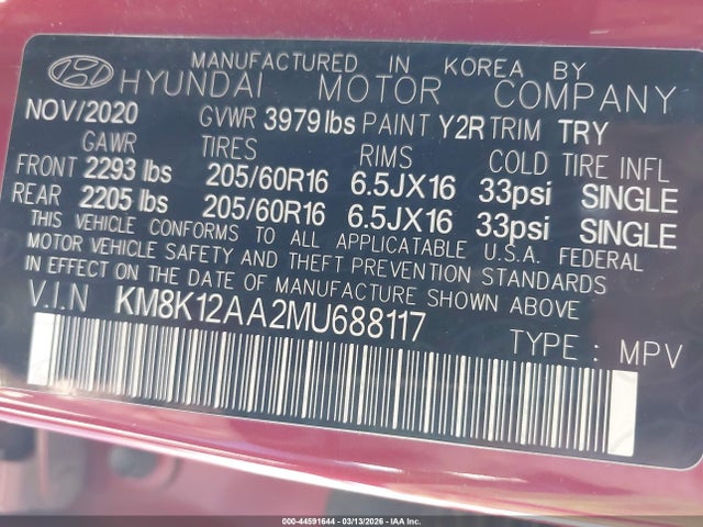 Hyundai Kona Se 2021 KM8K12AA2MU688117 Image 9