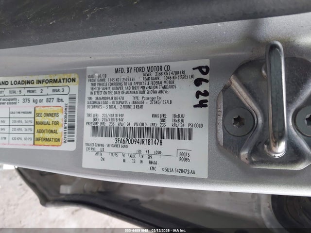 Ford Fusion Titanium 2018 3FA6P0D94JR181478 Image 9
