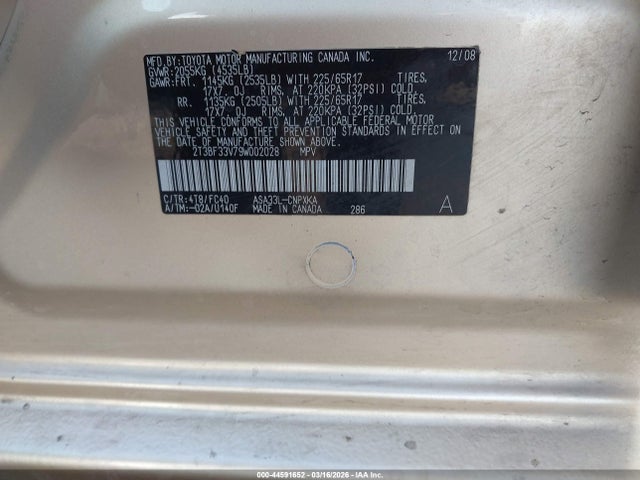 2009 TOYOTA RAV4 2T3BF33V79W002028 Photo 8
