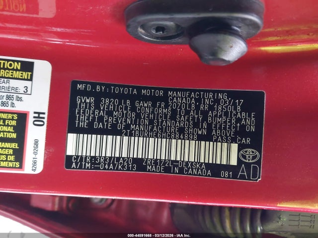 Toyota Corolla Xse 2017 2T1BURHE6HC884898 Image 9
