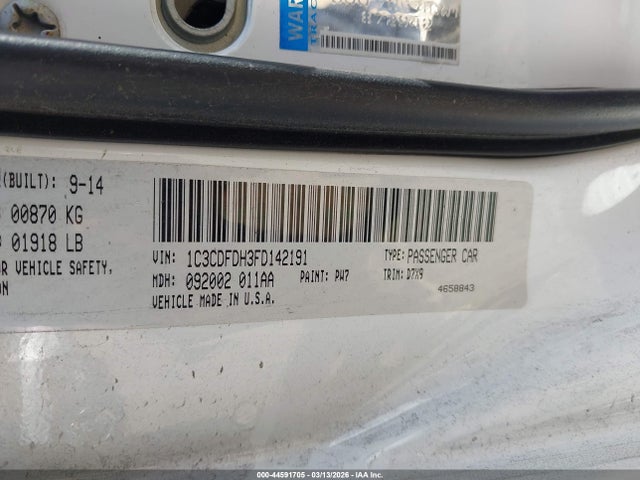 Dodge Dart Aero 2015 1C3CDFDH3FD142191 Image 9