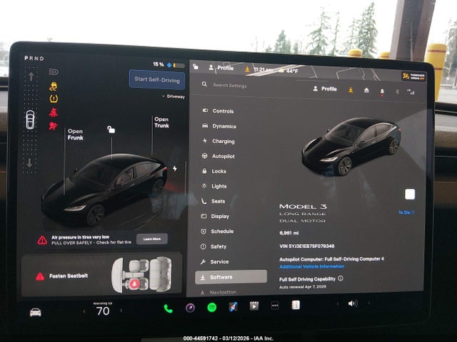 Продаж на аукціоні авто 2025 Tesla Model 3 Long Range All-wheel Drive, vin: 5YJ3E1EB7SF079346, номер лоту: 44591742