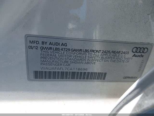 2012 AUDI A4 WAUAFAFL7CA118696 Photo 8