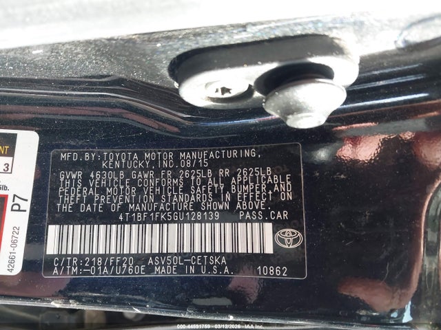 Toyota CAMRY SE 2016 4T1BF1FK5GU128139 Image 9