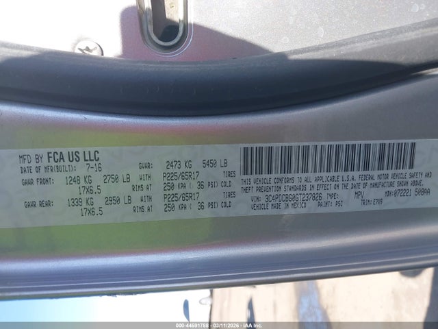 3C4PDCBG0GT237826 Dodge Journey Sxt