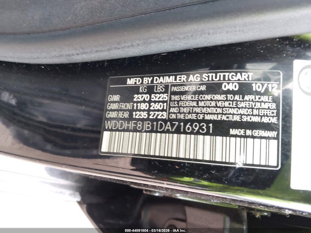 Aukcja sprzedaży 2013 Mercedes-benz E 350 4matic, vin: WDDHF8JB1DA716931, numer aukcji: 44591804