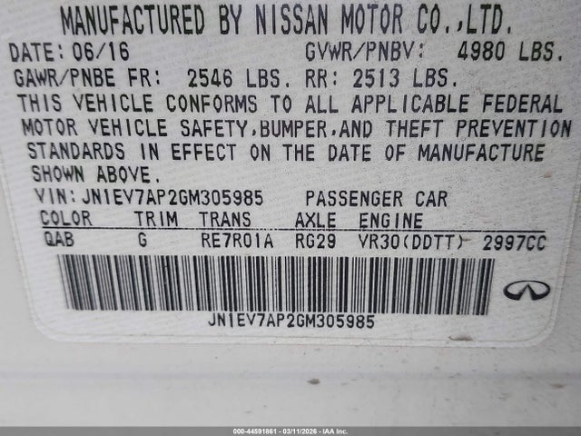 2016 INFINITI Q50 JN1EV7AP2GM305985 Photo 8