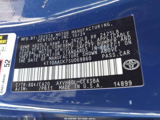2025 TOYOTA CAMRY 4T1DAACK7SU069860 Photo 8