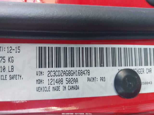 Dodge Challenger Sxt 2016 2C3CDZAG8GH168478 Image 9