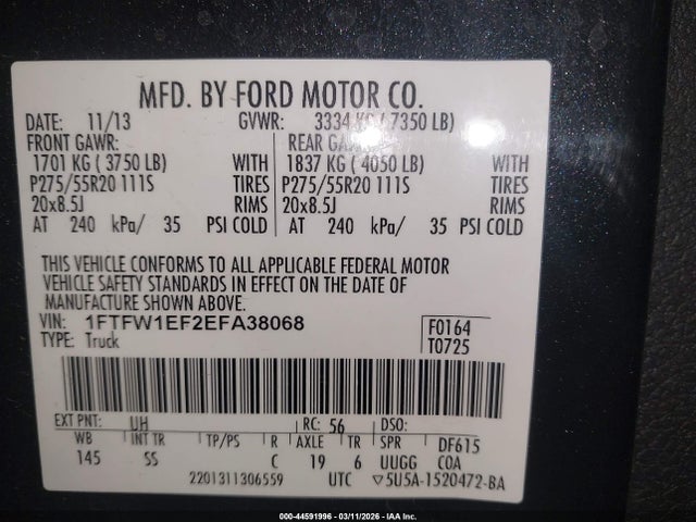 Ford F-150 Stx 2014 1FTFW1EF2EFA38068 Image 9