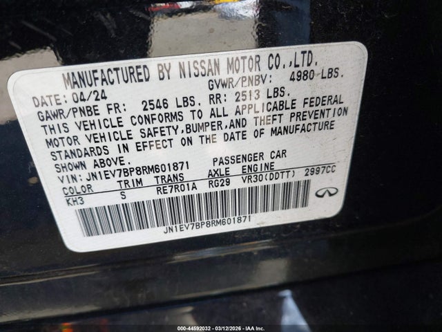 JN1EV7BP8RM601871 Infiniti Q50 LUXE