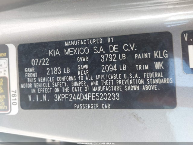KIA Forte Lxs 2023 3KPF24AD4PE520233 Image 9