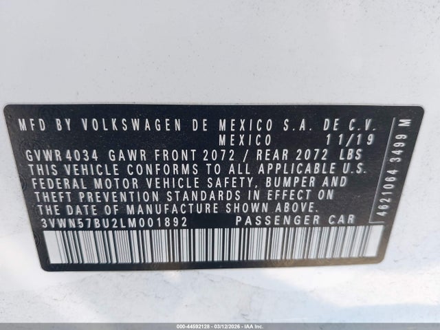 3VWN57BU2LM001892 Volkswagen Jetta 1.4t R-line/1.4t S