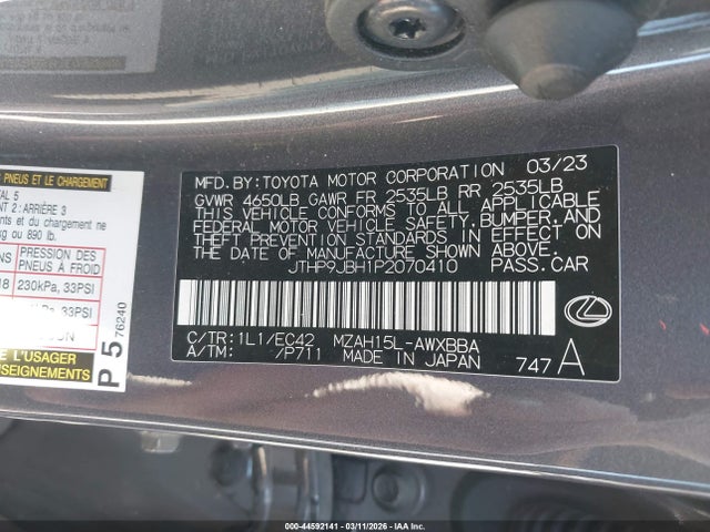 2023 LEXUS UX 250H JTHP9JBH1P2070410 Photo 8