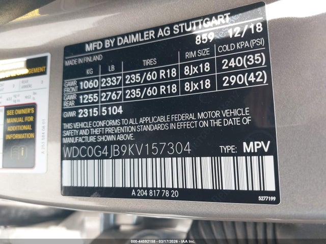 WDC0G4JB9KV157304 Mercedes-Benz GLC 300