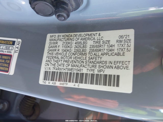 7FARW1H79ME016481 Honda Cr-v 2wd Special Edition