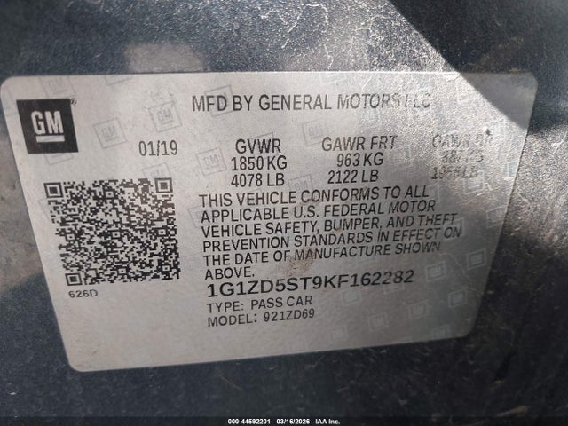 Chevrolet MALIBU LT 2019 1G1ZD5ST9KF162282 Image 9