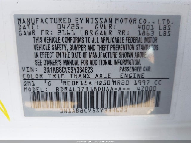 Nissan SENTRA SV 2025 3N1AB8CV5SY334623 Image 9