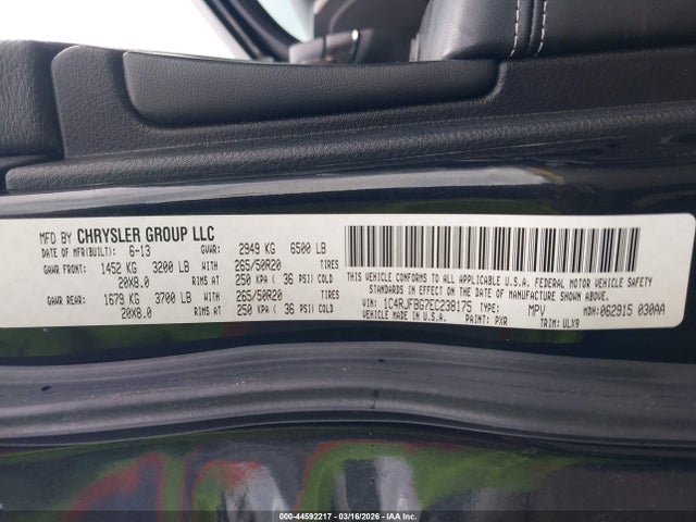 Продаж на аукціоні авто 2014 Jeep Grand Cherokee Limited, vin: 1C4RJFBG7EC238175, номер лоту: 44592217