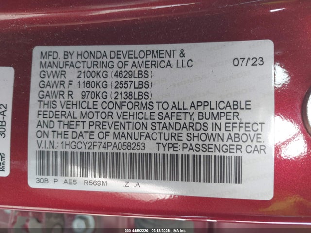 1HGCY2F74PA058253 Honda Accord Hybrid Sport-l