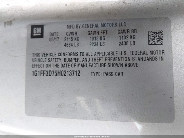 2017 CHEVROLET CAMARO 1G1FF3D75H0213712 Photo 8