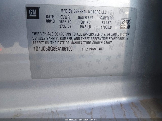 1G1JC5SG8E4106109 Chevrolet Sonic Lt Auto