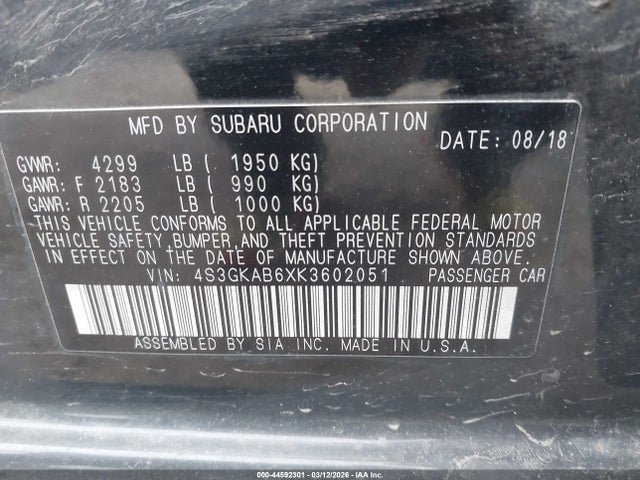 4S3GKAB6XK3602051 Subaru Impreza 2.0i