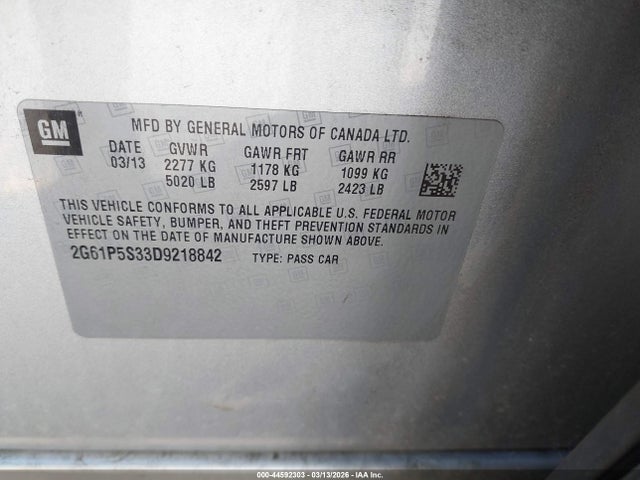 2013 CADILLAC XTS 2G61P5S33D9218842 Photo 8