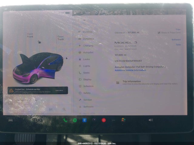 44592313 :رقم المزاد ، 5YJ3E1EB4MF855483 vin ، 2021 Tesla Model 3 Long Range Dual Motor All-wheel Drive مزاد بيع
