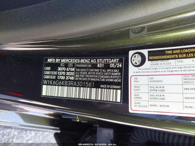 W1K6G6KB3RA301561 Mercedes-Benz S 580e 4matic