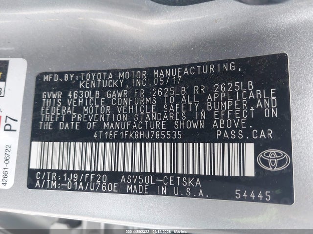 Toyota CAMRY SE 2017 4T1BF1FK8HU785535 Image 9