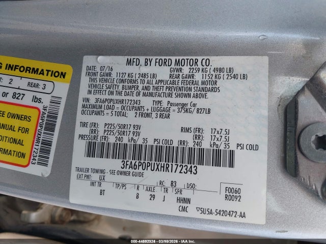 2017 FORD FUSION ENERGI 3FA6P0PUXHR172343 Photo 8