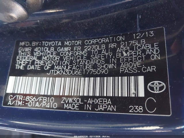 Toyota Prius Three 2014 JTDKN3DU6E1775090 Image 9
