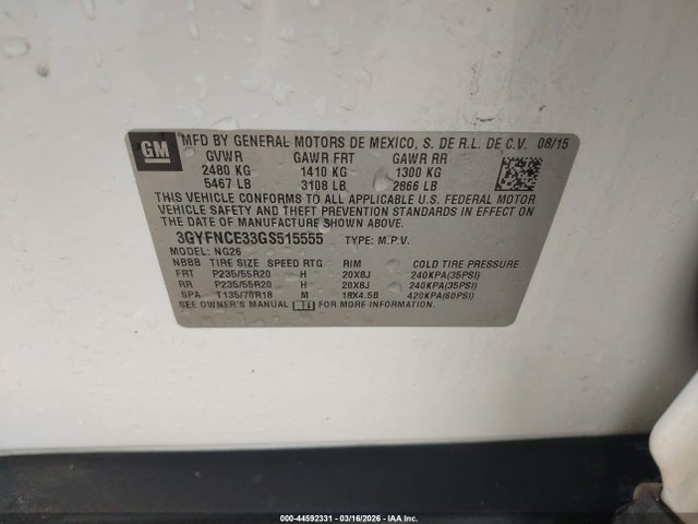 2016 CADILLAC SRX 3GYFNCE33GS515555 Photo 8