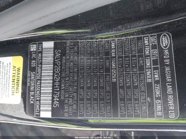 SALVP2BG2HH179445 Land Rover Range Rover Evoque Se/se Premium