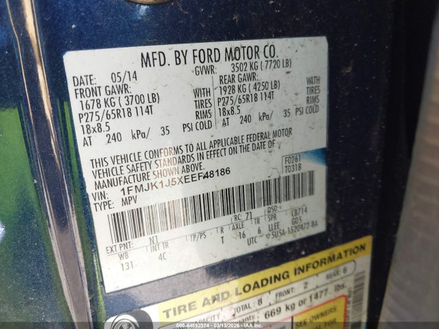 2014 FORD EXPEDITION EL 1FMJK1J5XEEF48186 Photo 8