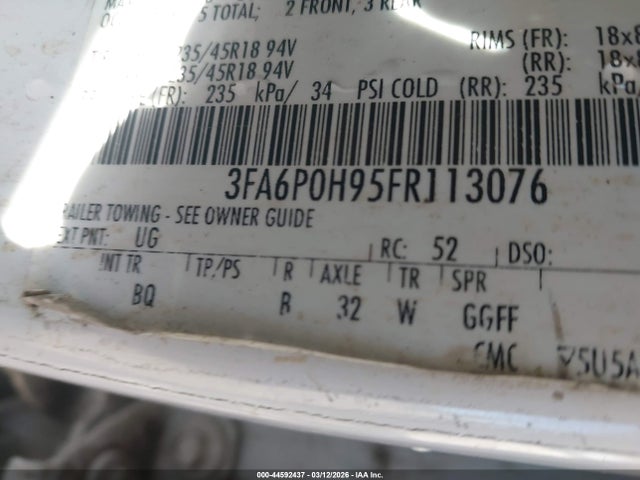 Ford FUSION SE 2015 3FA6P0H95FR113076 Image 9