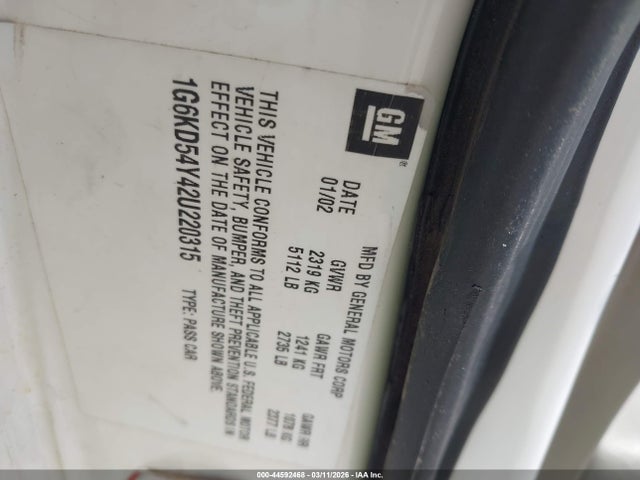 2002 CADILLAC DEVILLE 1G6KD54Y42U220315 Photo 8