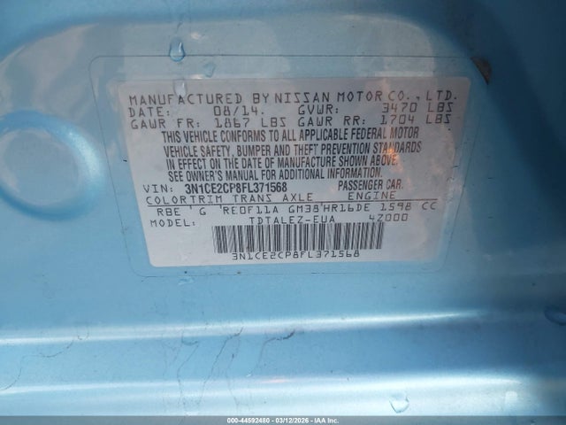 Nissan Versa Note Sl 2015 3N1CE2CP8FL371568 Image 9