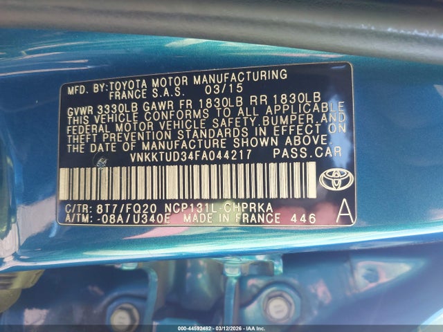 Toyota YARIS L 2015 VNKKTUD34FA044217 Image 9