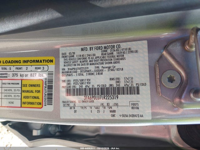 Ford Fusion Hybrid Se 2020 3FA6P0LU7LR225319 Image 9