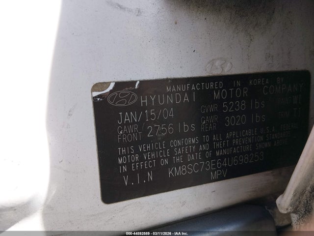 2004 HYUNDAI SANTA FE KM8SC73E64U698253 Photo 8